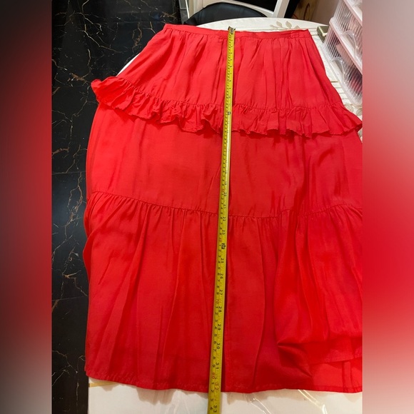 & Other Stories Los Angeles Atelier Women's Red A-Line Midi Skirt Lined Size 12 - Picture 10 of 11